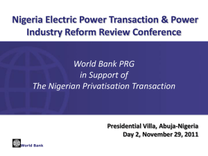 World Bank PRG in Support of The Nigerian Privatisation Transaction