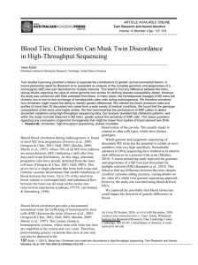 Blood Ties Chimerism Can Mask Twin Discordance in High-Throughput Sequencing