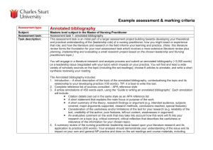 Example assessment &amp; marking criteria Annotated bibliography
