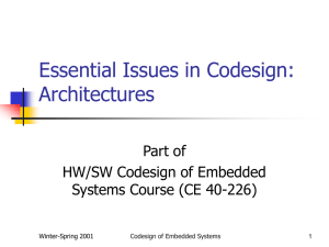Essential Issues in Codesign: Architectures Part of HW/SW Codesign of Embedded