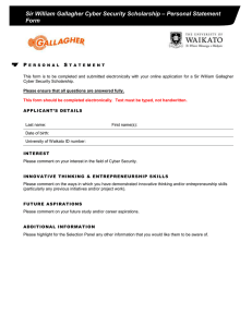 – Personal Statement Sir William Gallagher Cyber Security Scholarship Form