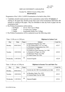 Examination Programme of the 1) DLL 2) DITS to be held in May 2016