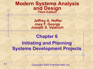 Modern Systems Analysis and Design Chapter 6 Initiating and Planning