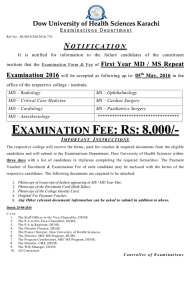 {Examinations Department} (NOTIFICATION) Examination Form & Fee of First Year MD / MS Repeat Examination 2016