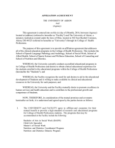 College of Health Professions/University-approved Affiliation Agreement