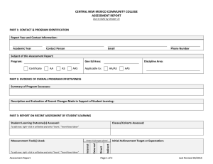 Annual Assessment Report Form