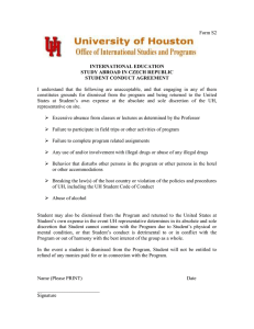 Student Conduct Agreement Form