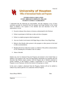 Student Conduct Agreement Form
