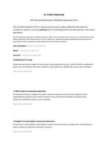 La Trobe University  UAC Personal Information (Pi)/Work Experience Form
