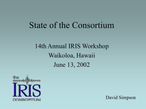 History of IRIS, 2002 IRIS workshop Powerpoint presentation