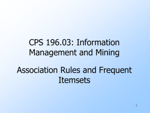 CPS 196.03: Information Management and Mining Association Rules and Frequent Itemsets