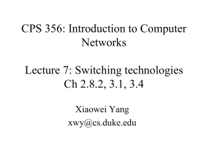 CPS 356: Introduction to Computer Networks Lecture 7: Switching technologies