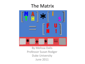 The Matrix By Melissa Dalis Professor Susan Rodger Duke University