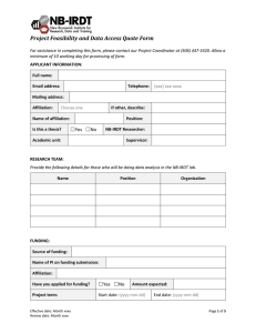 Project Feasibility and Data Access Quote Request Form