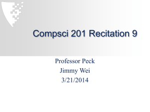 Compsci 201 Recitation 9 Professor Peck Jimmy Wei 3/21/2014