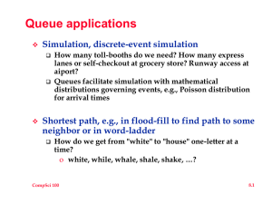 Queue applications Simulation, discrete-event simulation