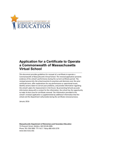 Application for a Certificate to Operate a Commonwealth of Massachusetts Virtual School