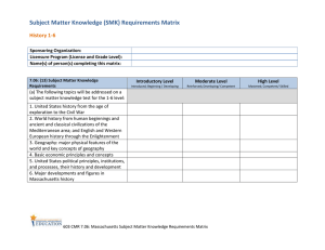 Subject Matter Knowledge (SMK) Requirements Matrix History 1-6