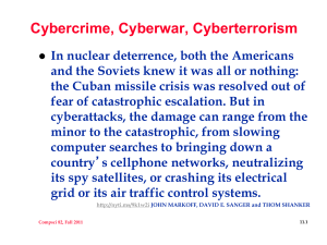 Cybercrime, Cyberwar, Cyberterrorism