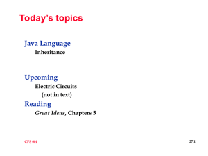 Today’s topics Java Language Upcoming Reading
