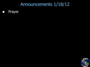 Announcements 1/18/12 Prayer 