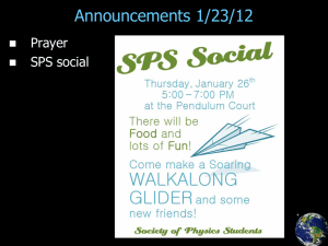Announcements 1/23/12 Prayer SPS social 