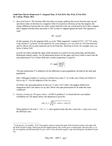 Solid State Physics Homework 5: Assigned Mon, 13 Feb 2012;... Dr. Colton, Winter 2012