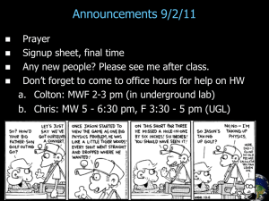 Announcements 9/2/11