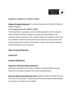 Application to Register for a Research Degree Details of Proposed Supervisor