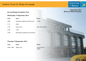 Academic Group Art, Design and Language  September 2014 Welcome Week Schedule