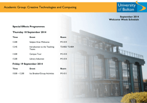 Academic Group: Creative Technologies and Computing September 2014  Welcome Week Schedule