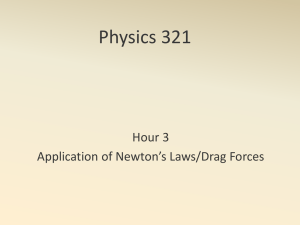 Physics 321 Hour 3 Application of Newton’s Laws/Drag Forces