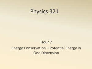 Physics 321 Hour 7 Energy Conservation – Potential Energy in One Dimension