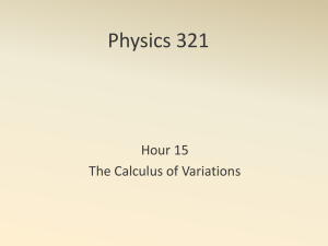 Physics 321 Hour 15 The Calculus of Variations