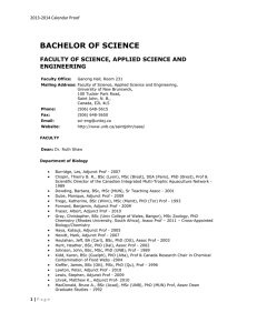 BACHELOR OF SCIENCE FACULTY OF SCIENCE, APPLIED SCIENCE AND ENGINEERING 2013-2014 Calendar Proof