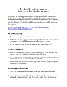Gear by Gear: Questions for Faculty