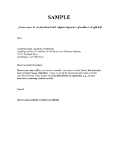 SAMPLE {Letter must be on letterhead with original signature of authorized...