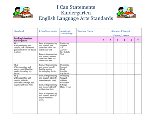 I Can Statements Kindergarten English Language Arts Standards