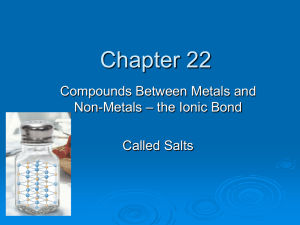 Chapter 22 Compounds Between Metals and – the Ionic Bond Non-Metals