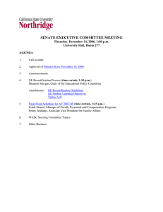 SENATE EXECUTIVE COMMITTEE MEETING Thursday, December 14, 2006, 1:00 p.m.