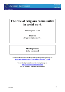 The role of religious communities in social work  Brussels,