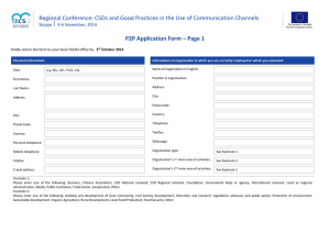 Regional Conference: CSOs and Good Practices in the Use of... P2P Application Form – Page 1