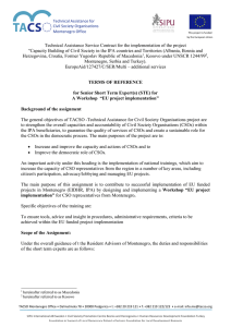 Technical Assistance Service Contract for the implementation of the project