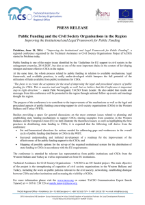 PRESS RELEASE Improving the Institutional and Legal Framework for Public Funding