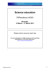 Draft Agenda of the Science Education Study Tour