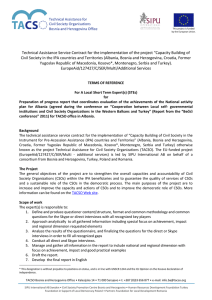 Technical Assistance Service Contract for the implementation of the project... Civil Society in the IPA countries and Territories (Albania, Bosnia...