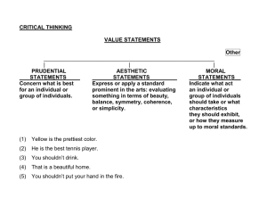 CRITICAL THINKING  VALUE STATEMENTS Other