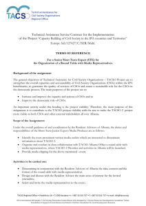 TA CS Technical Assistance Service Contract for the Implementation of the Project