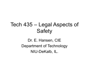 Legal Aspects of Safety, Product Liability Overview (PowerPoint)