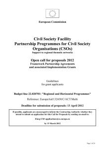 Civil Society Facility Partnership Programmes for Civil Society Organisations (CSOs)